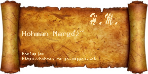 Hohman Margó névjegykártya